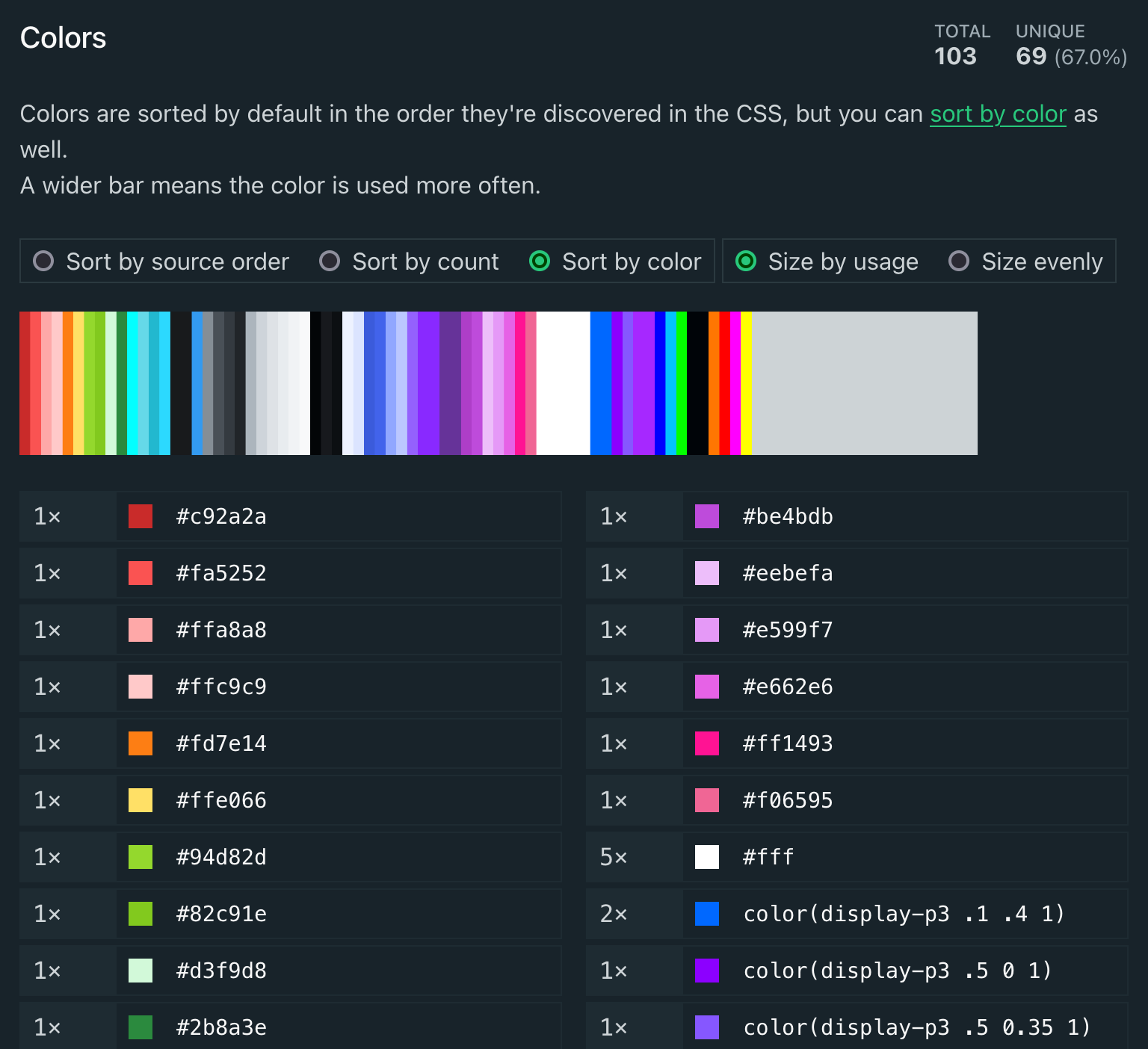 Example project color tokens